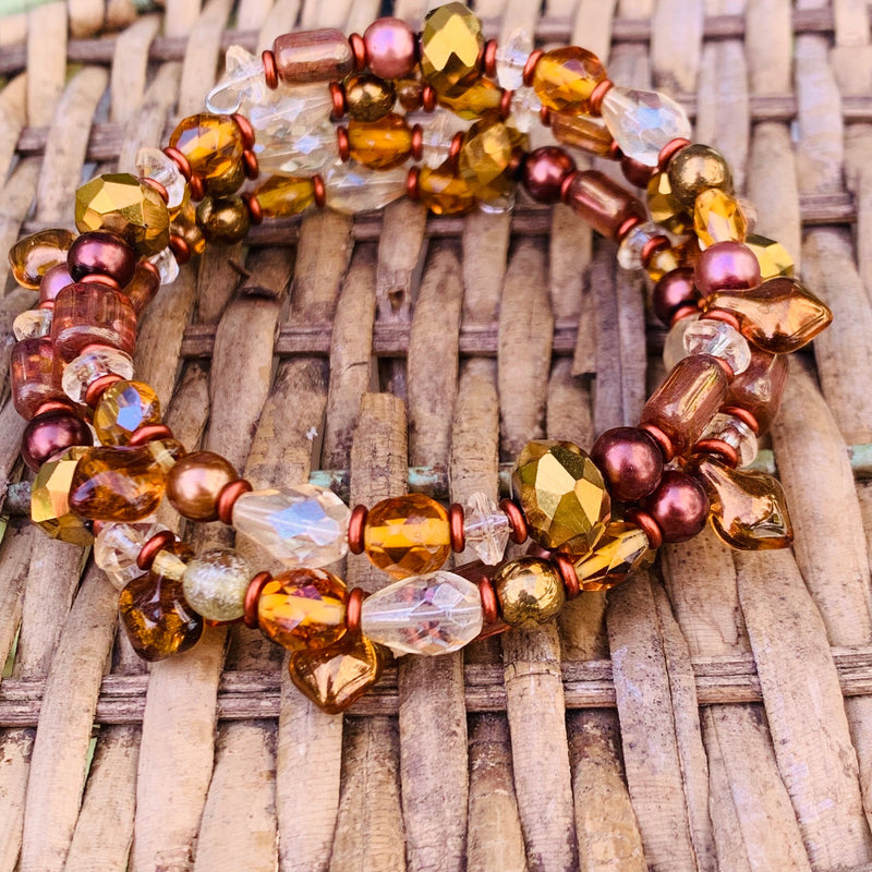 Class Kit - Memory Wire Stackable Bracelets, Amber & Brown