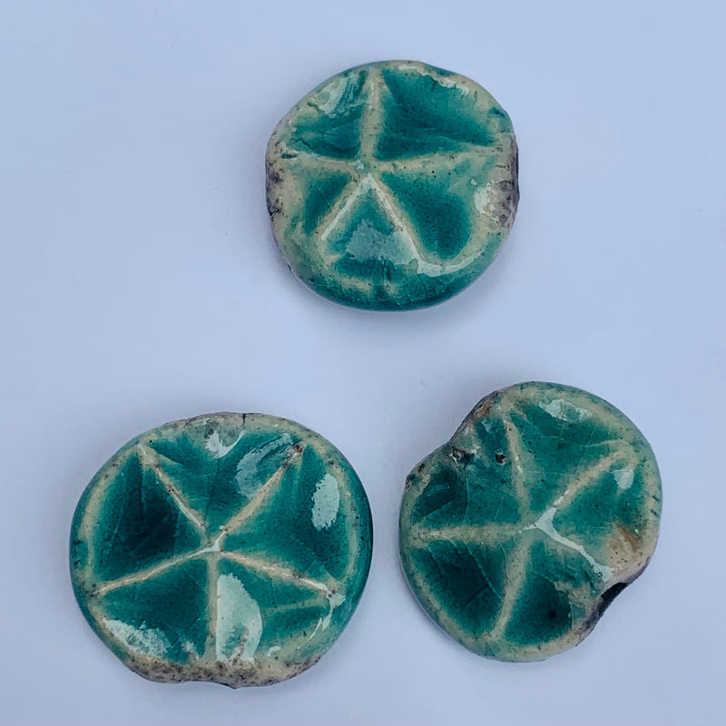 Starfish Ceramic Bead by Keith OConnor, 16mm Teal
