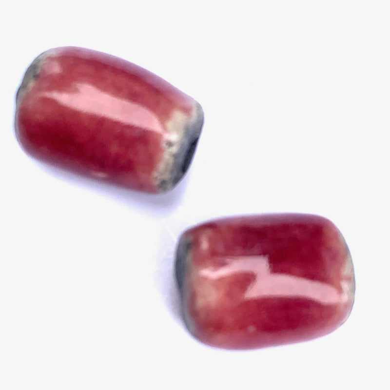 Barrel Ceramic Bead by Keith OConnor, Dark Pink