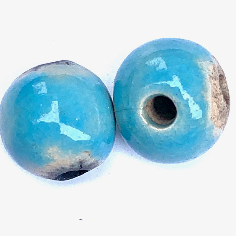 Round Mala Guru Ceramic Bead by Keith OConnor, Baby Blue