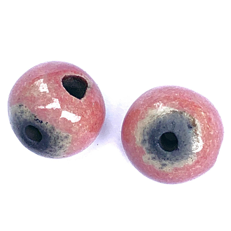 Round Mala Guru Ceramic Bead by Keith OConnor, Pink