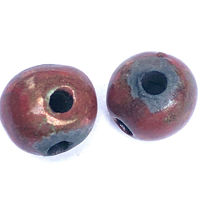 Round Mala Guru Ceramic Bead by Keith OConnor, Copper
