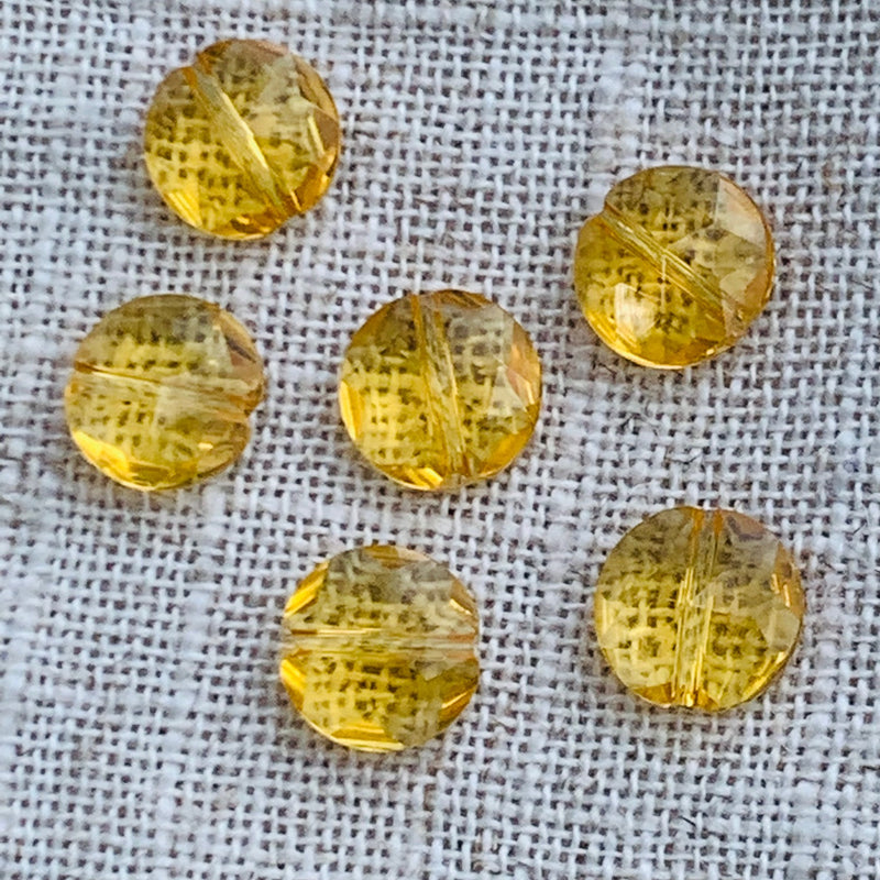 Citrine Faceted Gemstone Coin Bead, 10mm