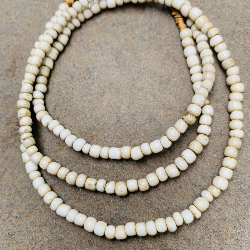 African Glass Seed Beads, Bone 4mm