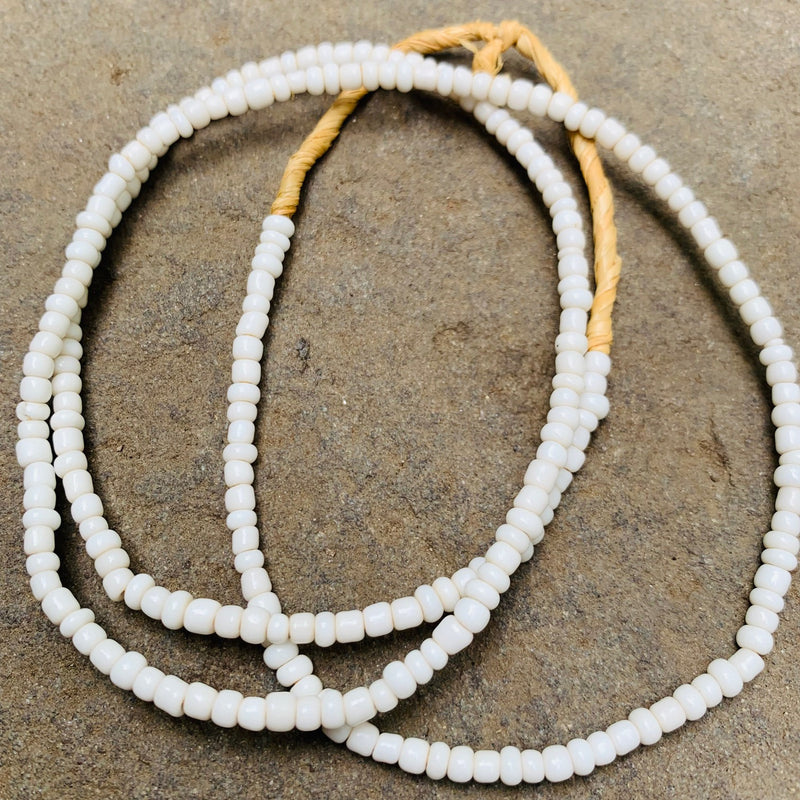 African Glass Seed Beads, White 3mm