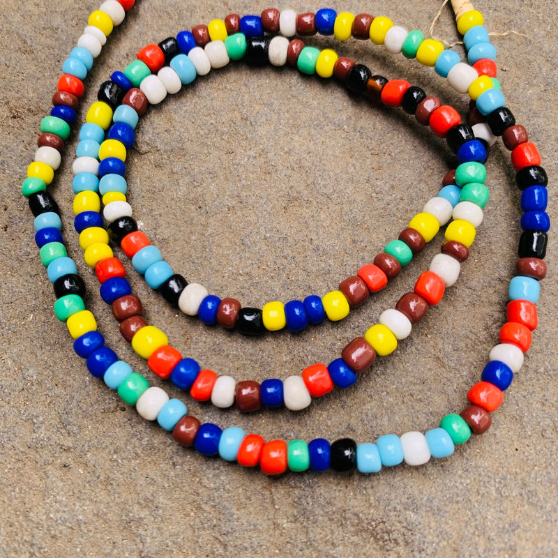 African Glass Seed Beads, Multicolor 4mm