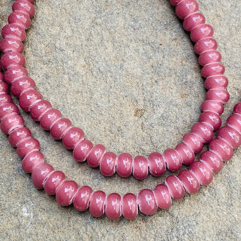 African Glass Rondelle Beads, 4x6mm Lilac