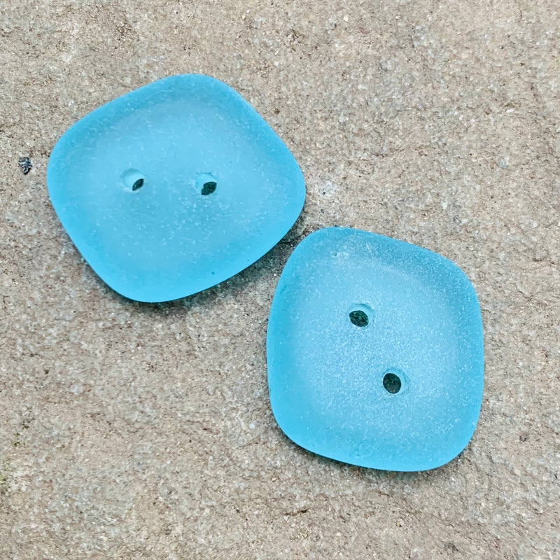 Tumbled Seaglass Buttons Blue