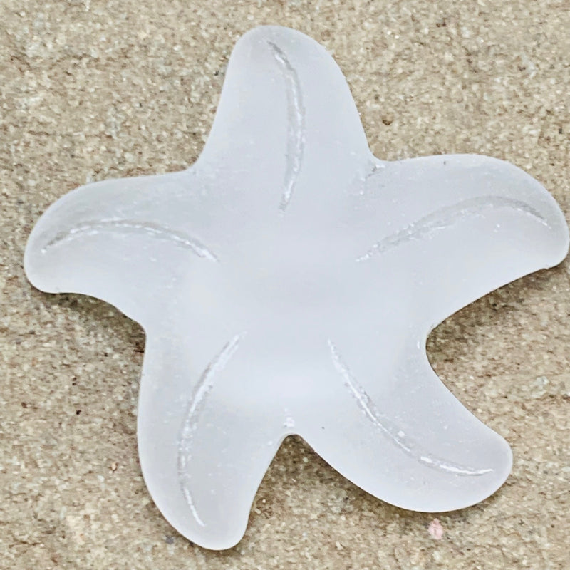 Tumbled Starfish Pendant Bead Frosted White