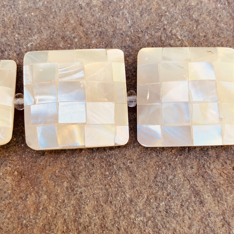 White Mother of Pearl Inlay Square Beads,18mm