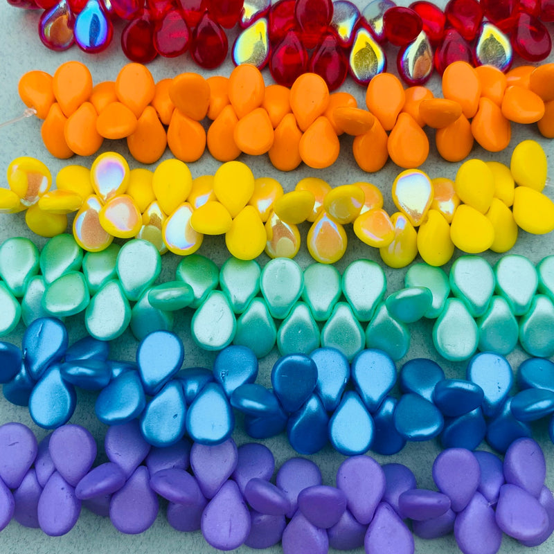 Pride Czech Glass Beads Pip Rainbow Colors