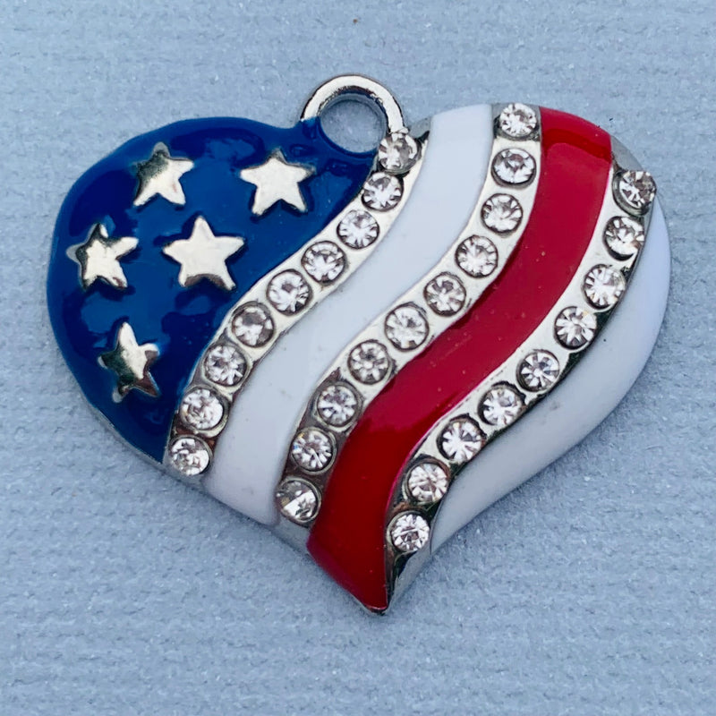 Patriotic Heart Silver, 25mm