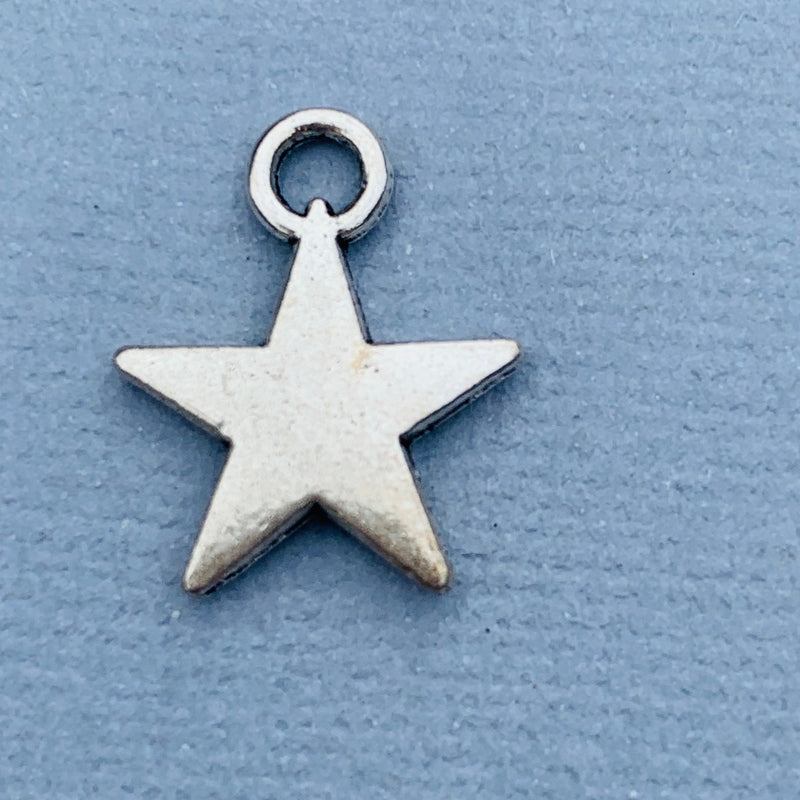 Silver Star Charm Silver, 18mm