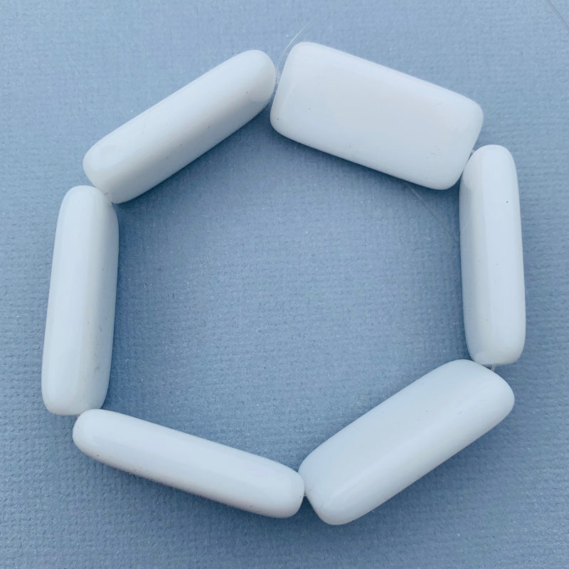 Czech Glass Beads, White Rectangle, 30mm