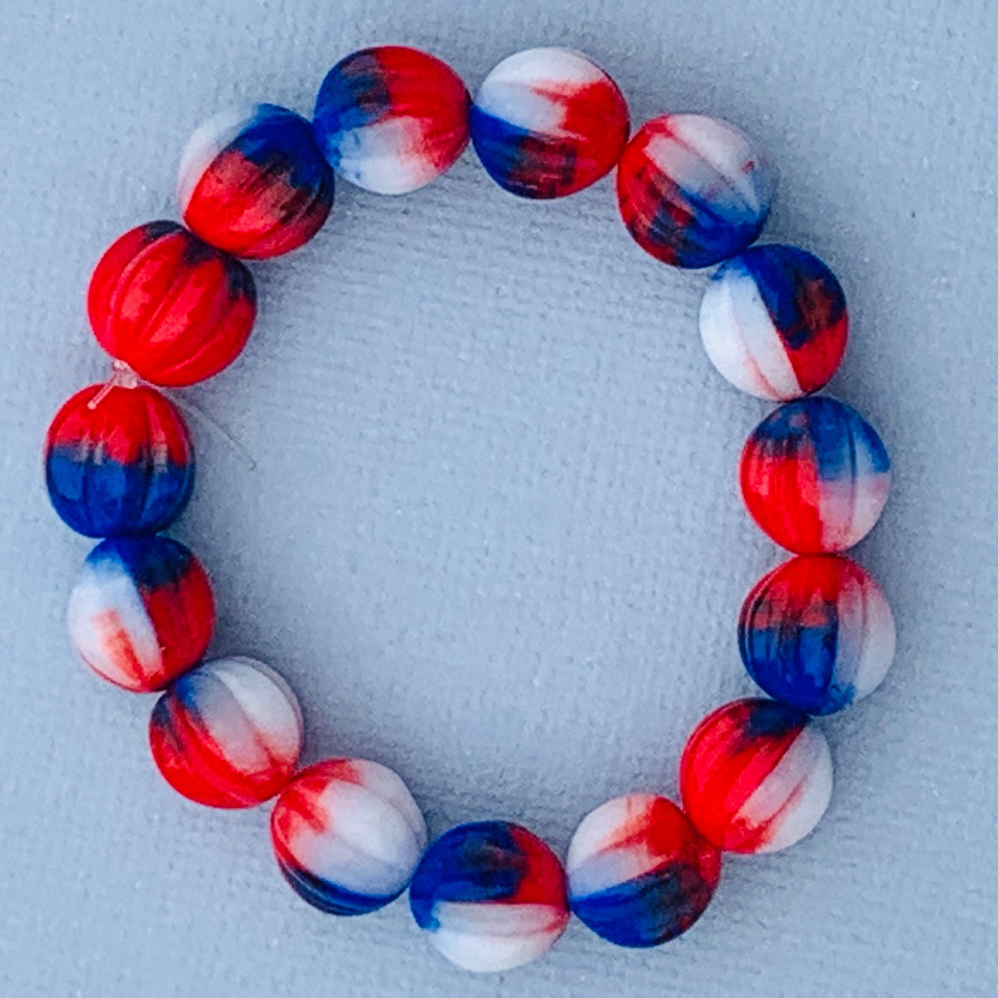 Melon Czech Glass Beads, Red White Blue, 8mm – EOS Designs Studio