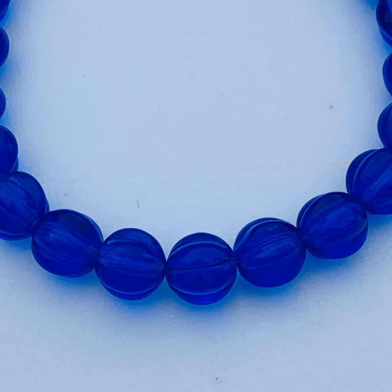 Melon Czech Glass Beads Flag Blue, 6mm