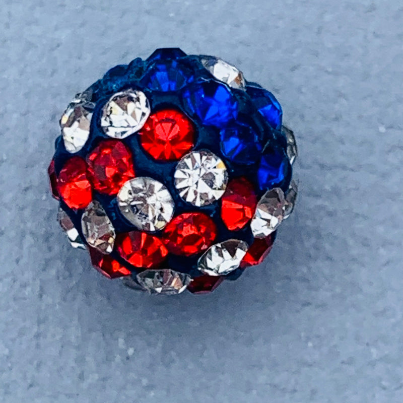 Rhinestone Bead Mix, Red, White & Blue 10mm