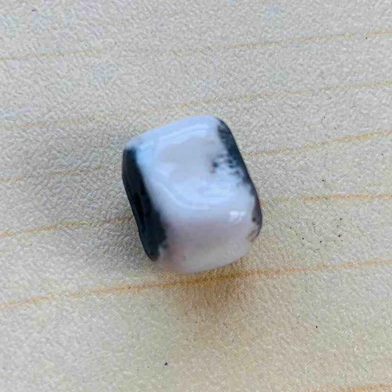 Copy of Ceramic Raku Cube Bead by Keith OConnor, White 10mm