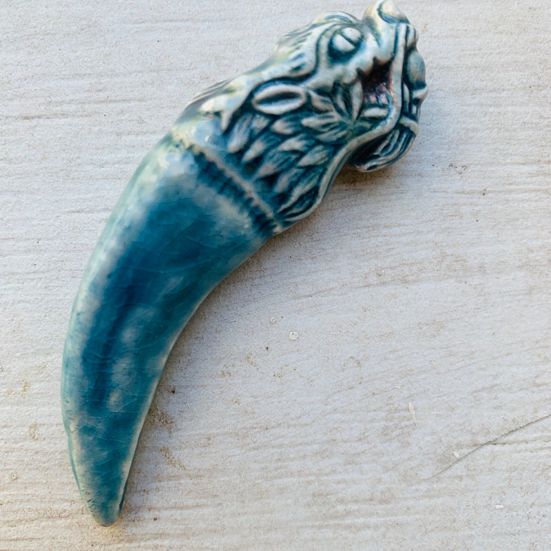 Dragon Claw with Head Peruvian Ceramic Bead Pendant