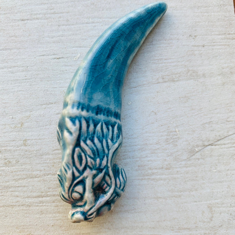 Dragon Claw with Head Peruvian Ceramic Bead Pendant