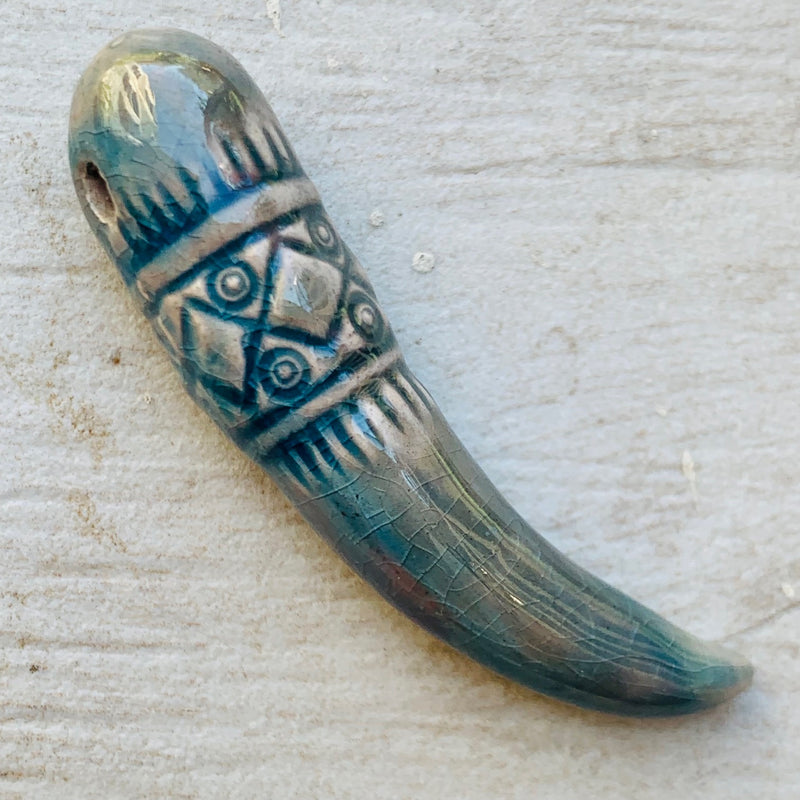 Banded Claw Peruvian Ceramic Bead Pendant