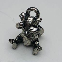 Playful Sitting Mouse Charm, Silver