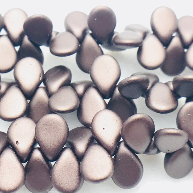 Matte Charcoal Grey Pearlized Pip Czech Glass Bead 7mm