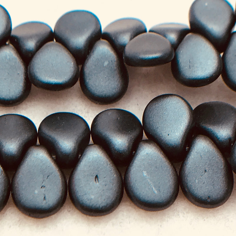 Matte Dark Grey Pearlized Pip Czech Glass Bead 7mm