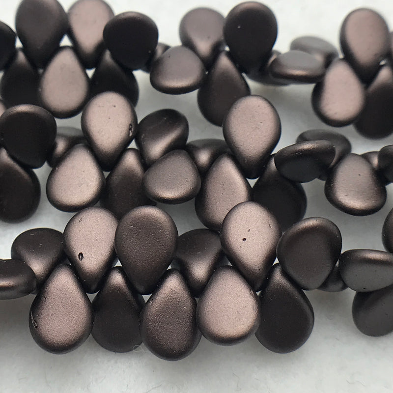 Matte Dark Root Beer Pip Czech Glass Bead 7mm