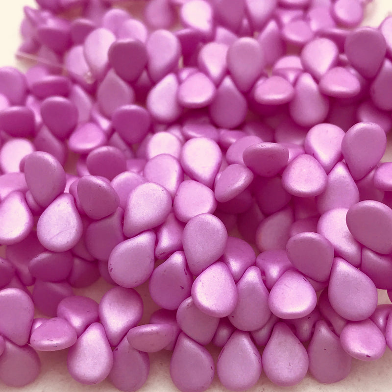 Matte Orchid Pink Pearlized Pip Czech Glass Bead 7mm