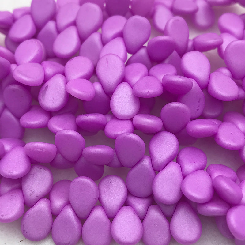Matte Purple Pink Pip Czech Glass Bead 7mm