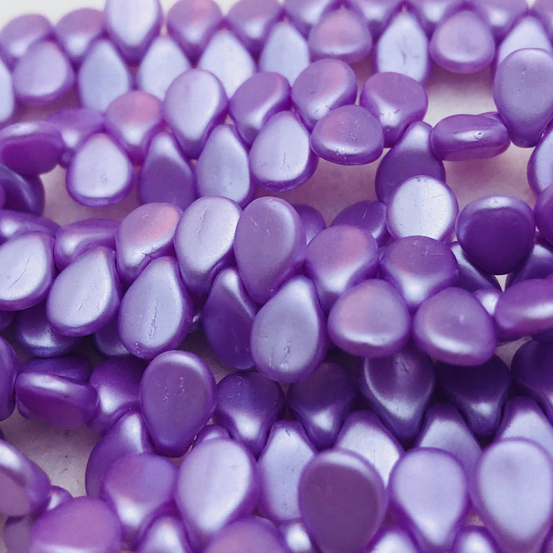 Matte Rose Purple Pearlized Pip Czech Glass Bead 7mm