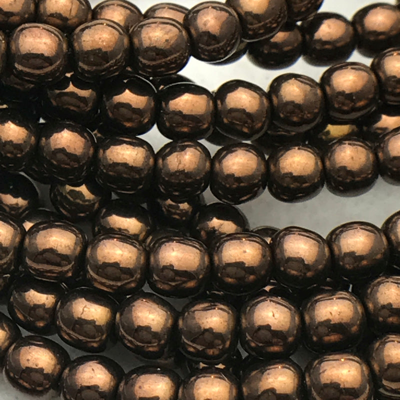 Druk Czech Glass Beads, Metalic Bronze, 4mm