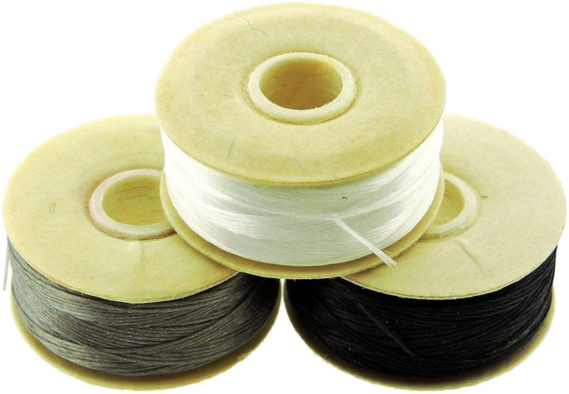 Nymo Nylon Bead Thread White, Black & Grey Multicolor Size D