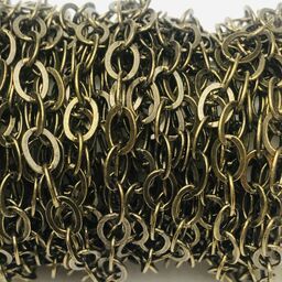 Antique Brass Flat Oval Link Chain