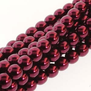 Czech Glass Pearl Beads, Burgundy, 10mm