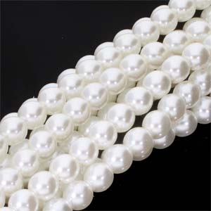 Czech Glass Pearl Beads, White Pearl, 12mm