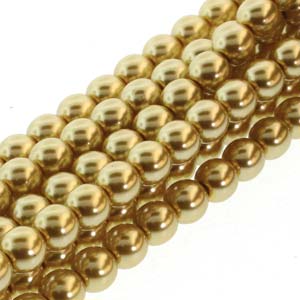 Czech Glass Pearl Beads, Gold, 8mm