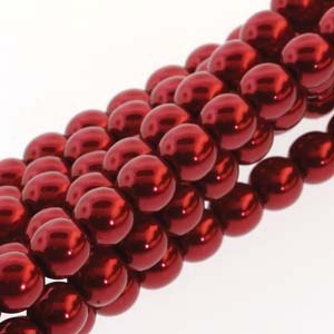 Czech Glass Pearl Beads, Christmas Red , 8mm