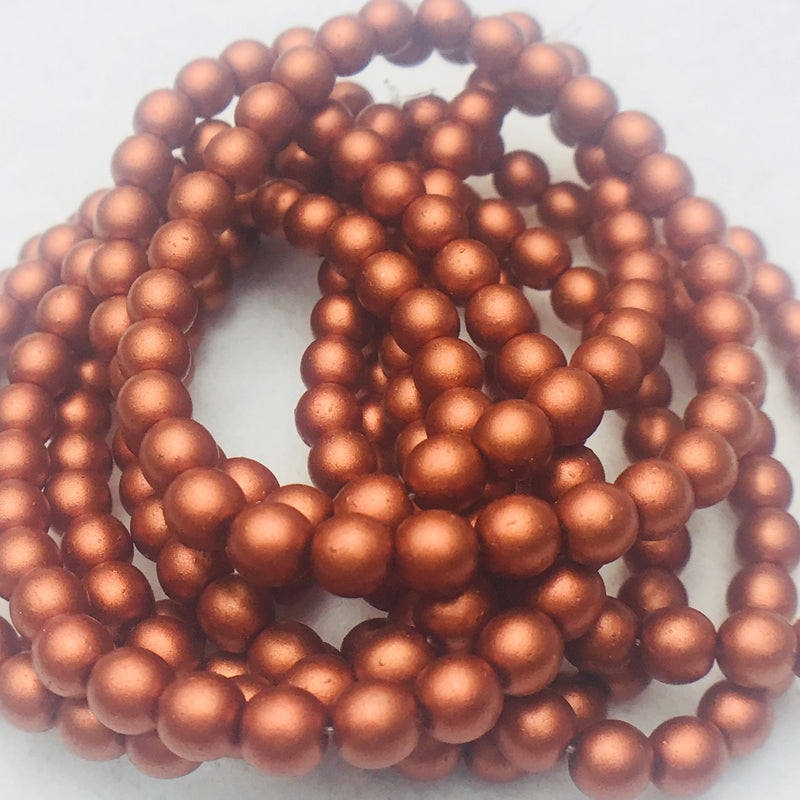 Druk Czech Glass Beads, Copper Old Matte, 6mm