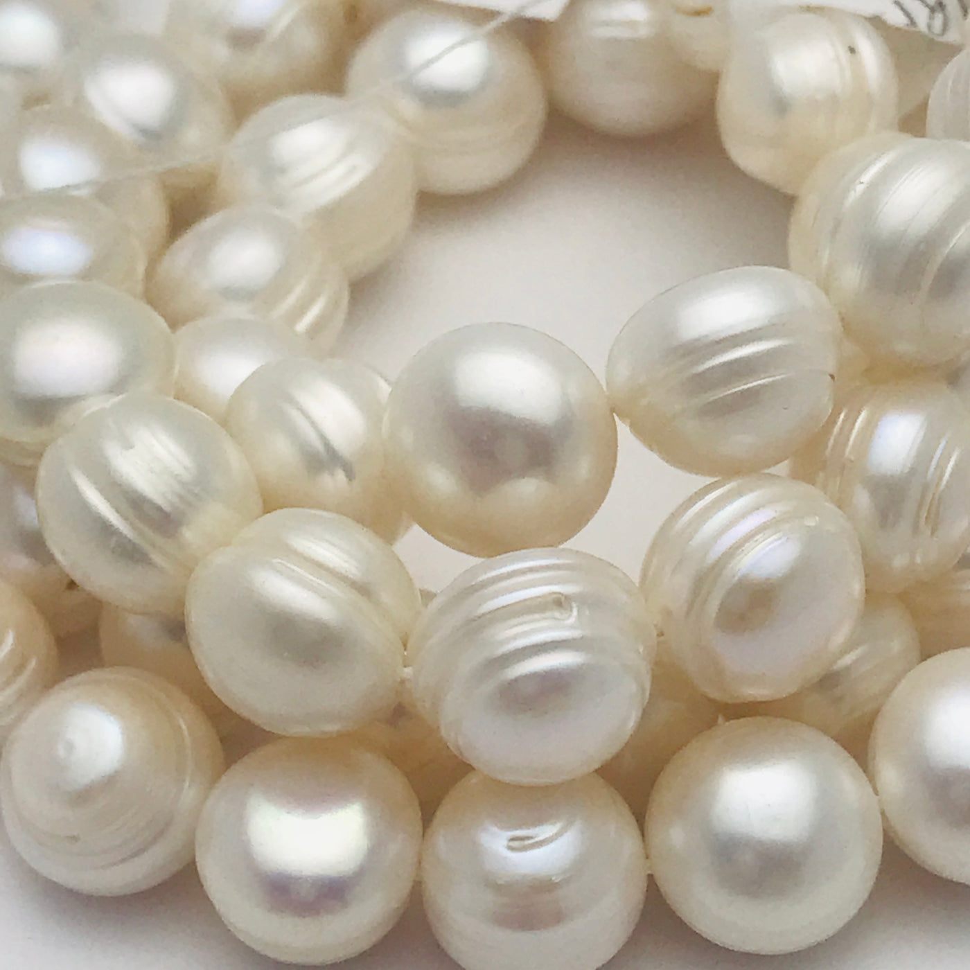 White Ridged Round Cultured Pearls, 12mm – EOS Designs Studio