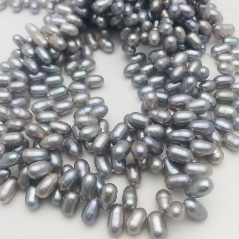 Grey Top Drilled Drop Pearls, 6mm
