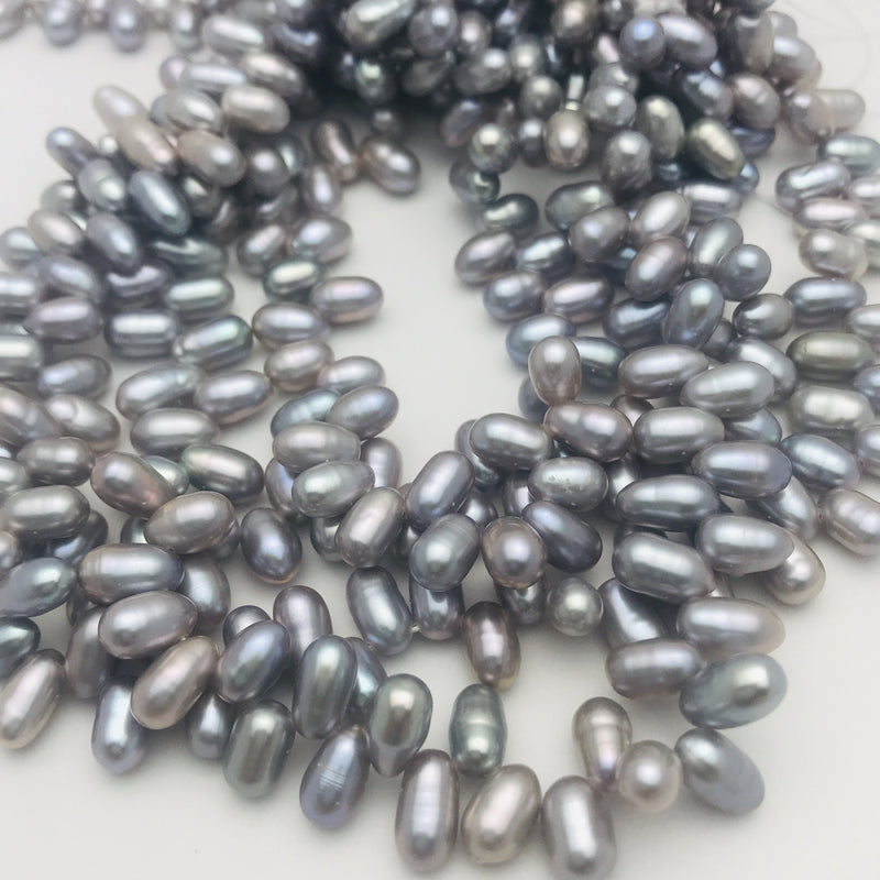 Grey Top Drilled Drop Pearls, 6mm