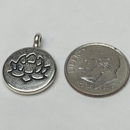 Lotus Flower Charm, Silver Plated 14mm