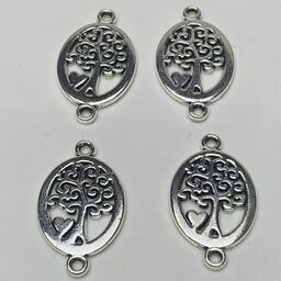 Tree Connector Charm, Silver
