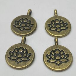 Lotus Flower Charm, Bronze