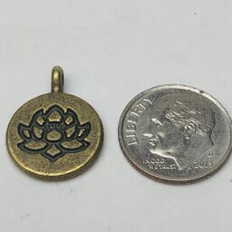 Lotus Flower Charm, Bronze