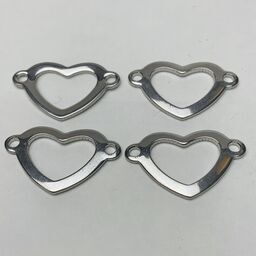 Heart Connector Charm, Silver