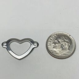 Heart Connector Charm, Silver