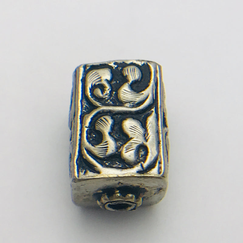 Ornate Rectangular Tibetan Silver Bead 14x20mm